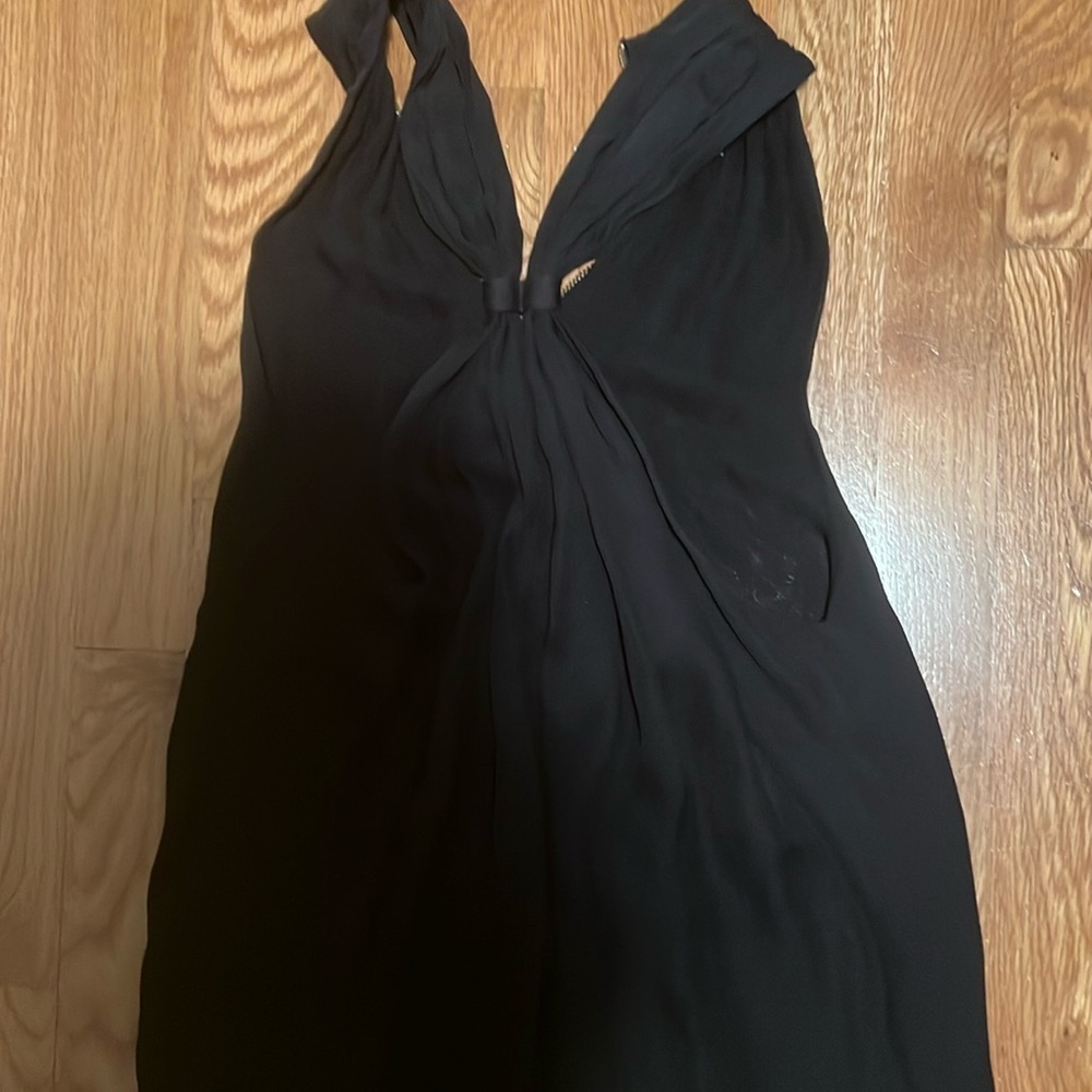 ALC black silk keyhole racer front  halter top, Sz M